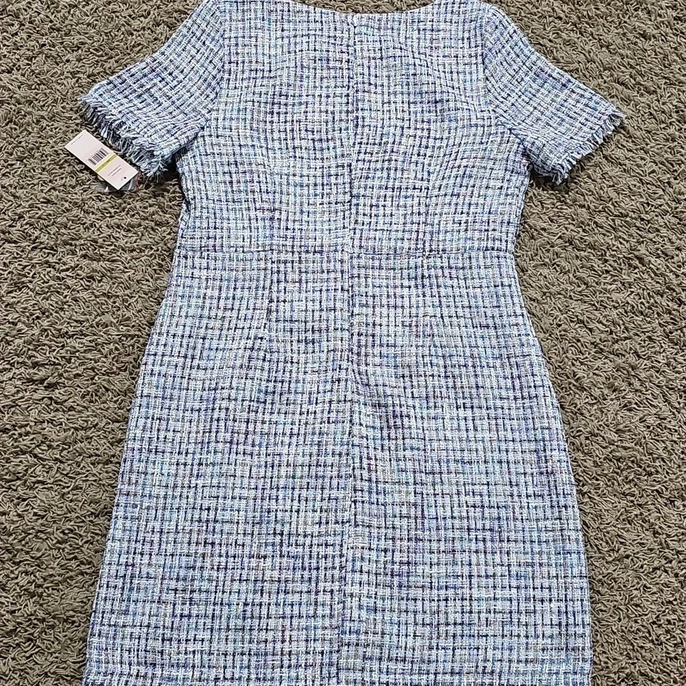NWT Nanette Lepore Tweed Dress Cap Sleeve Shift Knee Length 14 Multi Color - Picture 10 of 12
